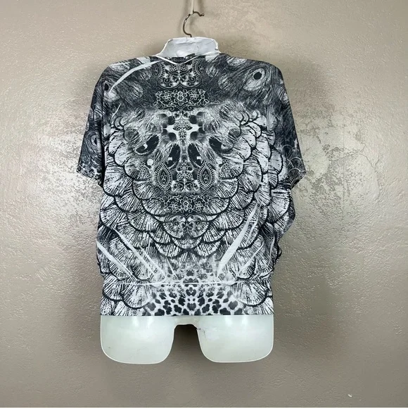 5 for $30 One world Women gray white floral blouse size M - Picture 7 of 16